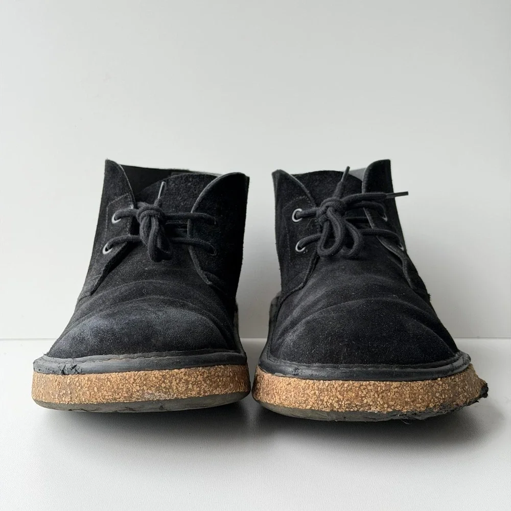Birkenstock Dundee Plus Chukka Boots Mens 45 Black Suede Cork Sole Lace Up Shoes